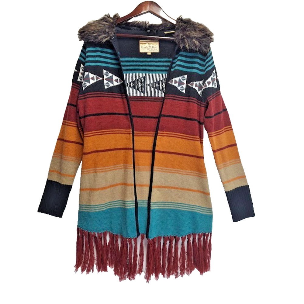 Powder River Outfitters Southwestern Aztec Knit Cardigan Sweater With Removable